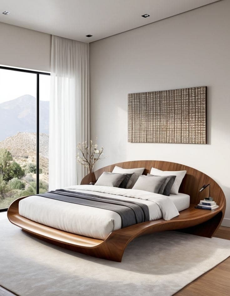 UNIQUE WOODEN BED DESIGN VINTAGE LOOK